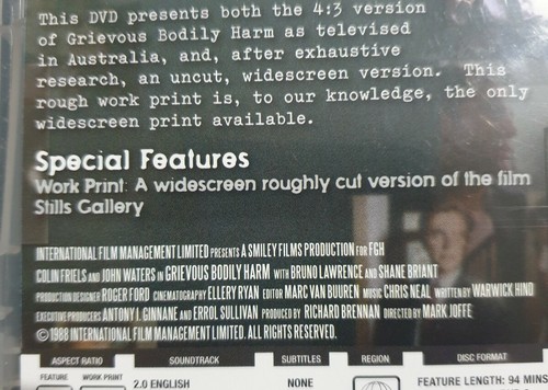 Grievous Bodily Harm (DVD, 1988) Colin Friels, John Waters. - Picture 5 of 6