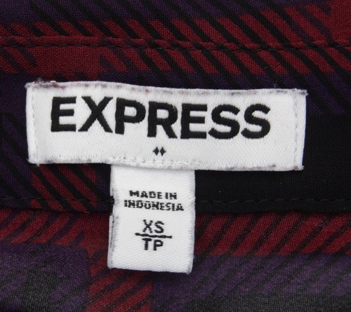 Express Multicolor Plaid Flannel Button Long Sleeve Pocket Sheer Blouse Women XS - Bild 2 von 13