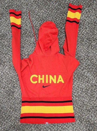 Rare Nike CHINA Olympics MMIV Hoodie Girl M (8-10) Crop Long Sleeve Zip Jacket - Picture 3 of 10