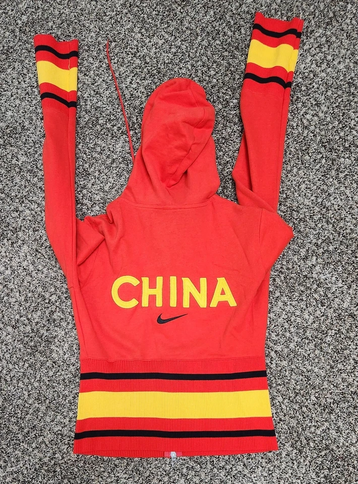 Rare Nike CHINA Olympics MMIV Hoodie Girl M (8-10) Crop Long Sleeve Zip Jacket - Image 3 of 4
