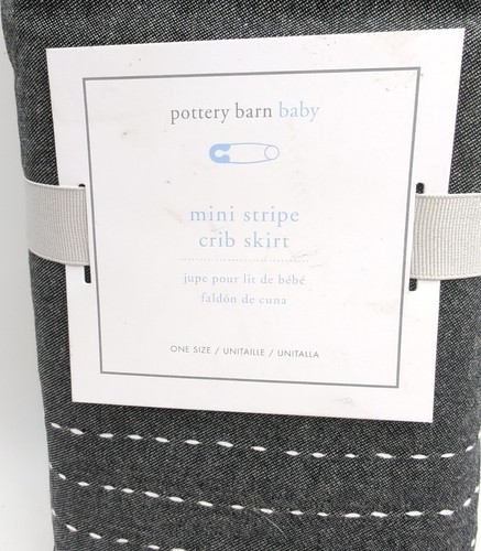 POTTERY BARN BABY MINI STRIPE CRIB SKIRT COTTON NEW WITH TAGS FREE SHIPPING - Picture 2 of 4