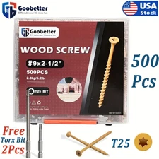 9 x 2-1/2" T25 Star Drive Deck Torx Drive Screws 500x Self Tapping Wood Decking