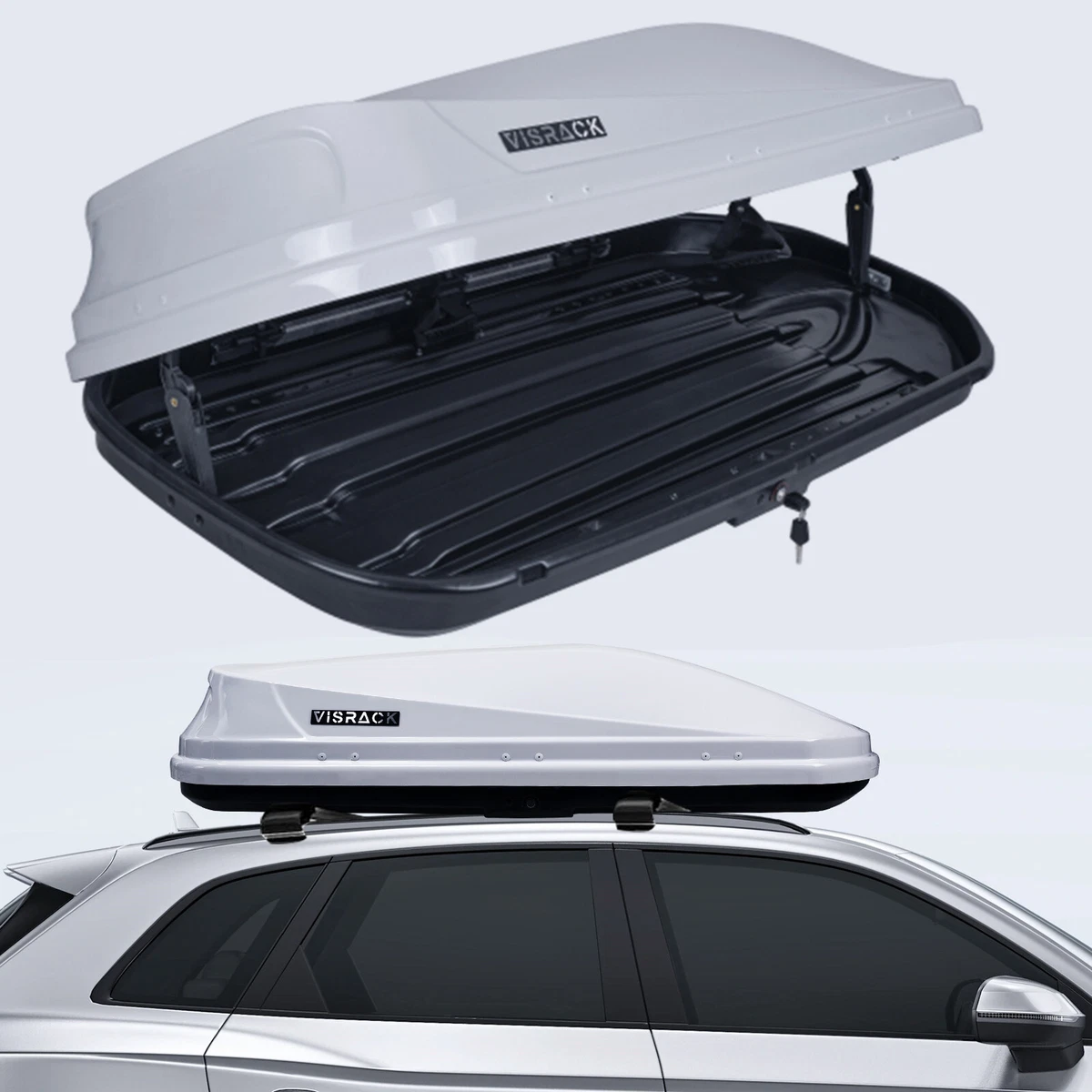14 ft ABS Car Roof Top Box Cargo Luggage Carrier 2 Locks Toolless