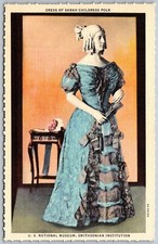 Washington DC 1940s Postcard Smithsonian Institution Dress Of Sarah Polk