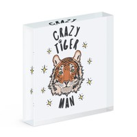 VerrüCkte Tiger Mann Stars Acryl Foto Block Rahmen Lustig Tiere