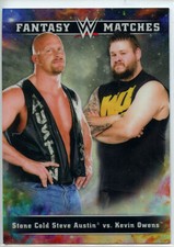 2020 Topps WWE Chrome Fantasy Matches Refractor Owens / Stone Cold Steve Austin