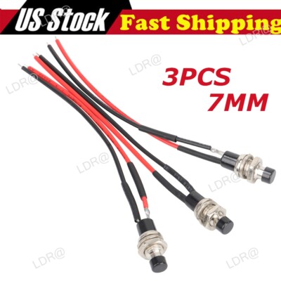 Set Mini Push Button Pre-Wired Momentary N/O OFF-ON Switch Plug 12V 5AMP SPST