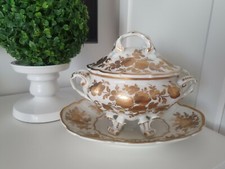 Antique franz&ouml;s. Terrine+ Platte Gold decor Main france soupiere tureen platter