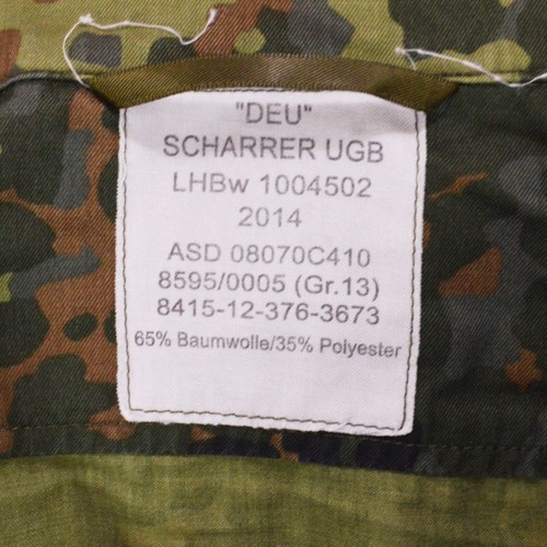 German Bundeswehr Flecktarn Camo Military Shirt GR13 Large Tall Cotton - Picture 11 of 11