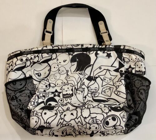 Borsa a tracolla Tokidoki per LeSportsac rara Adios bianca/nera cerniera arcobaleno - Foto 4 di 6