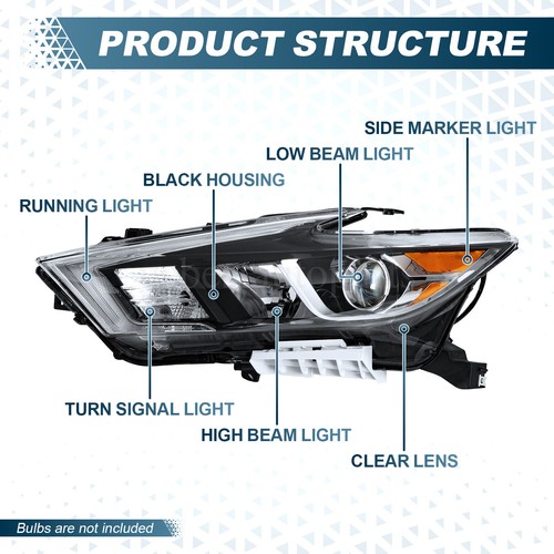 LED DRL Projector Headlights Lamps Pair For 2016 2017 2018 Nissan Maxima S|SL|SV - Bild 2 von 11