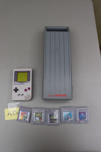 Original Gameboy W/ Hard Case and 5 Games TESTED Paperboy Turtles Kirby's READ! - Picture 1 of 9