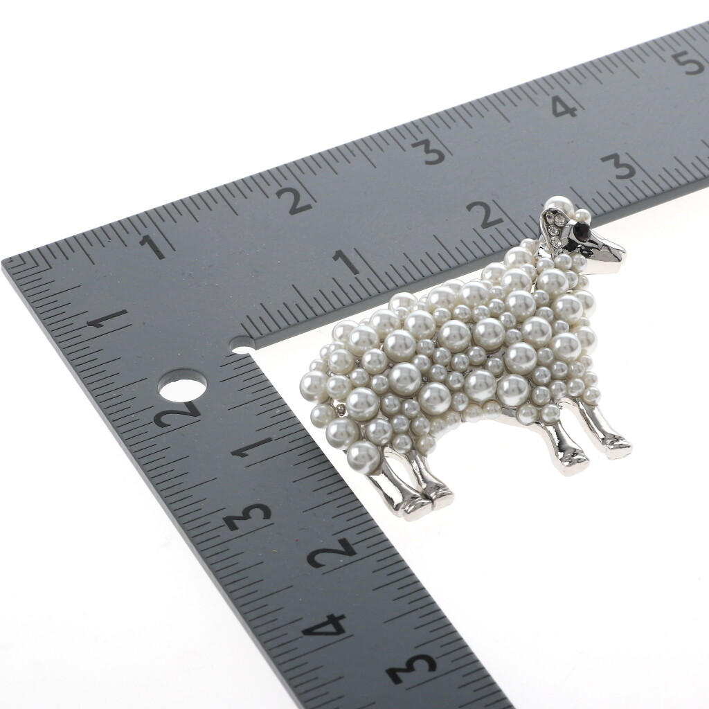 Silver Tone Metal Synthetic Pearl Sheep Brooch P1498-WHT | eBay