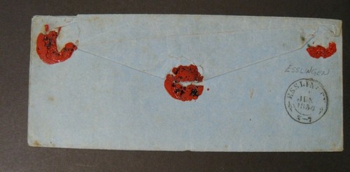 GERMANIA ,GERMANY 1854 WURTTEMBERG Cfra 3K Giallo on letter da ULM a ESSlingen - Picture 2 of 2