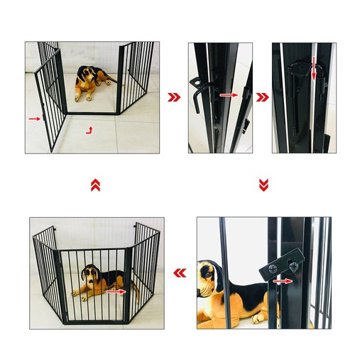 Kaminschutzgitter Türschutzgitter Absperrgitter Hundegitter Ofenschutz mit Tür - Bild 4 von 7