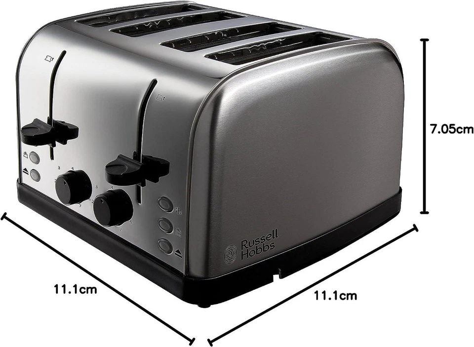 Russell Hobbs, Futura 4 Slice Toaster, 1500W, Stainless Steel, 18790 - Image 2 of 4