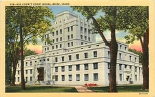 Ada County Courthouse Boise Idaho ID pm 2/14 Valentines Day 1947 Postcard