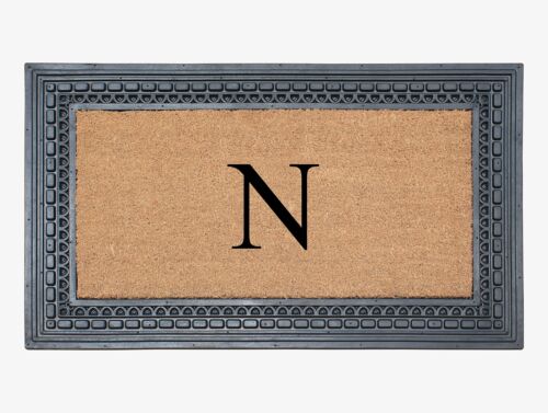 A1HC Natural Rubber & Coir 23x38 Monogrammed Doormat For Front Door, Anti-She...