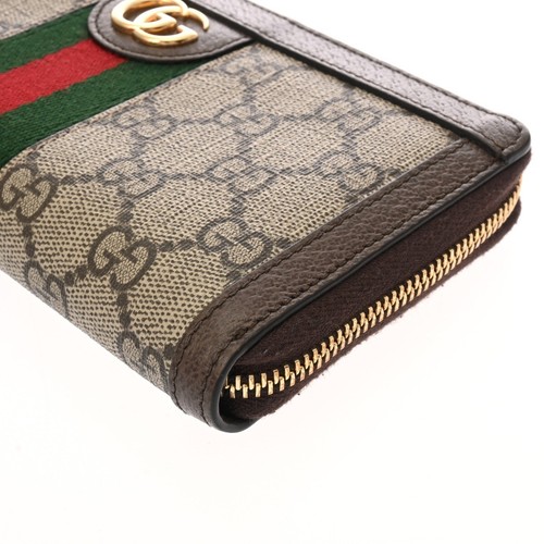 Portefeuille GUCCI Ophidia GG zippé autour gris/marron remises 523154 806000640609000