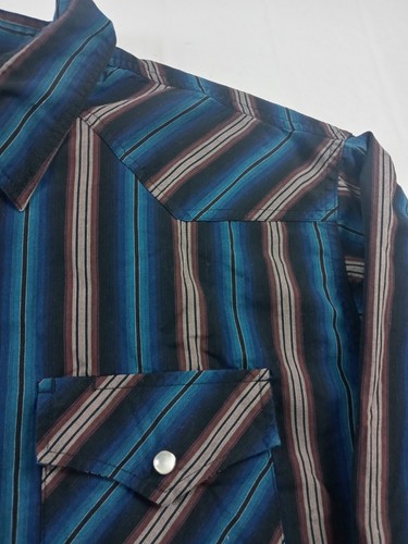 High Noon Pearl Snap Shirt Men Size 3XL Blue Western Rockability - Picture 4 of 14