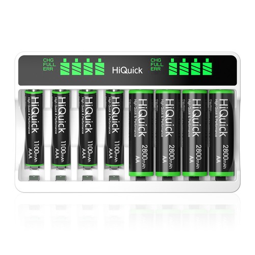 Hiquick Akku Ladegerät für 1-8x AA/AAA NiMH Wiederaufladbare Batterie ladegerät - Bild 20 von 45