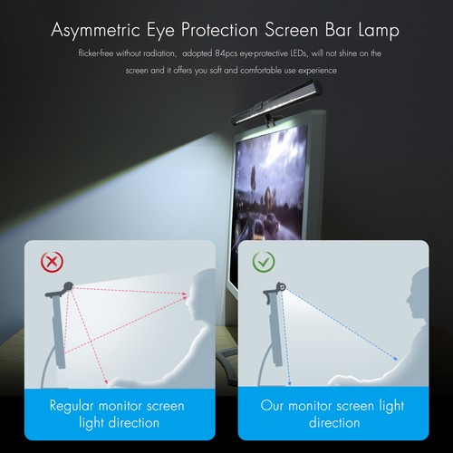 Dimmable LED Screen Bar Light USB Computer Monitor Eye-Caring Reading Lamp B0C4 - Picture 5 of 12