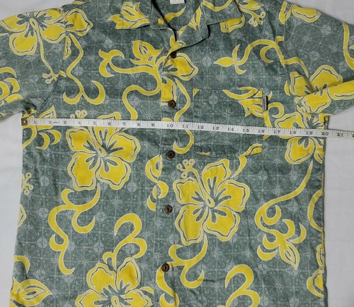 BILLABONG Button Down Floral Short Sleeve Yellow Gray Shirt Kids Size M Medium - Picture 3 of 4