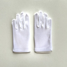 Child White Satin Gloves Kids Weddings Princess Superhero Dress-up Band 1 Pair