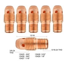 TIG Collet Body 13N29 1/8” Welding Collet Body for TIG Torch 9, 20, 25 PK of 5