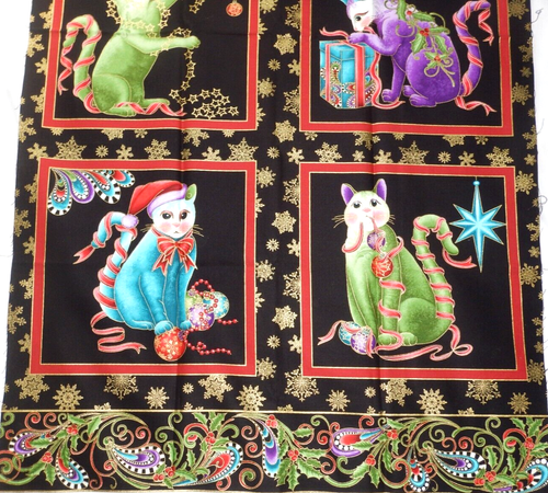 CAT-I-TUDE Christmas Panel by Ann Lauer 24.5" x 44" - Picture 4 of 4
