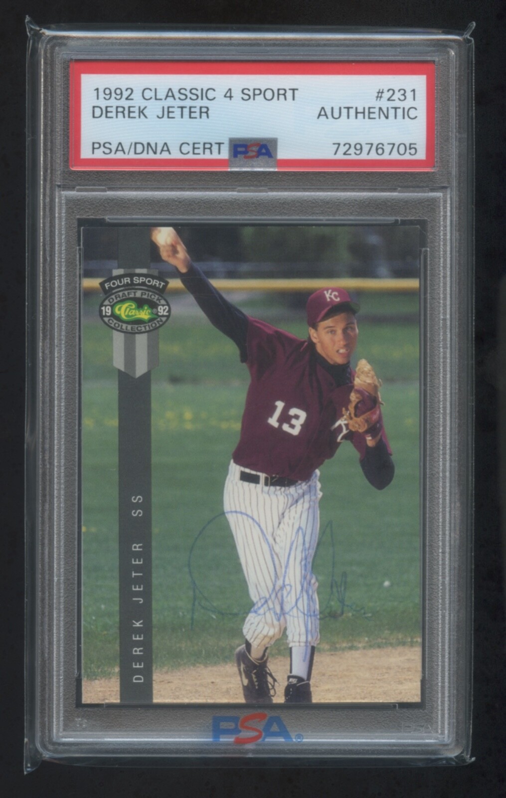 DEREK JETER 1992 CLASSIC 4 SPORT RC AUTOGRAPH OLD HS SIGNATURE AUTOGRAPH PSA/DNA