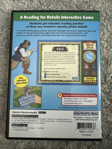 Pirate Island Reading For Details Interactive Whiteboard (CD-Rom) Lakeshore 1-3 - Picture 2 of 3