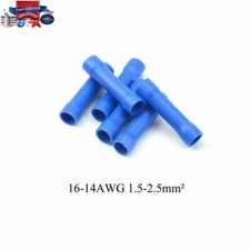 Blue PVC/Vinyl Butt Splice Crimp Connectors Terminals, AWG 16-14