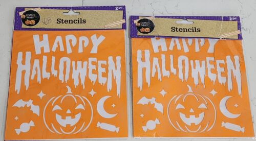 Stencil Halloween plastica pieghevole decorare traccia su zucche lotto di 4 (2 per confezione - Foto 2 di 5