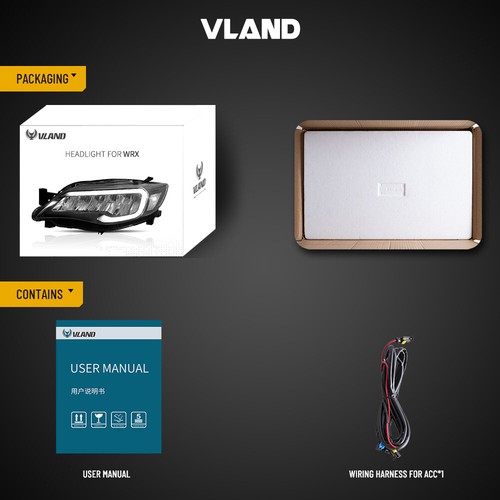 Faros LED VLAND para Subaru WRX STI 2008-2014 con animación y respiración DRL - Imagen 14 de 14