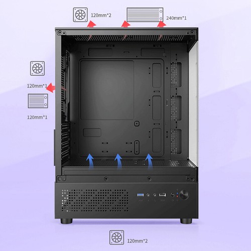 270 Grad transparentes PC-Turm-Computer-Gehäuse für M-ATX/ITX-Motherboard - Afbeelding 3 van 14