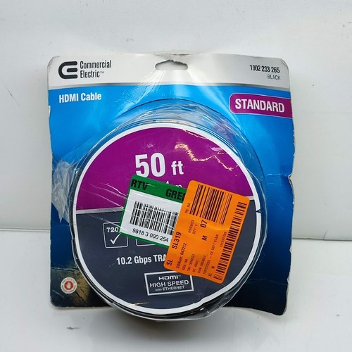 Commercial Electric Standard HDMI Cable 50ft High Speed Unidirectional HD0776 - Picture 1 of 7