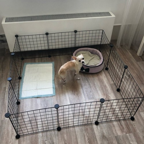 DIY Pet Fence 12 Panels Playpen Puppy Dog Cat Small Animals Cage Indoor Outdoor