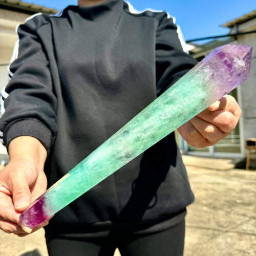 2.5LB Natural fluorite crystal obelisk Crystal Tower wand point energy - - 第 4/22 張圖片