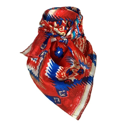 WYOMING TRADERS Bufanda Azteca Regular Rojo Azul Seda, 34.5"x34.5" (A4) - Imagen 3 de 3