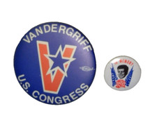 2 - Kennedy /Vandergriff MCM Vintage 1960's Political Campaign PINS / Buttons