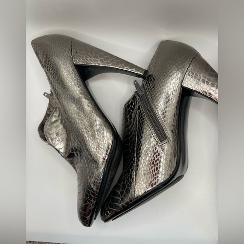 Sam Edelman Whitely Spike Silver Patent Leather Faux Snake Skin Heel Whimsical 8 - Picture 9 of 10