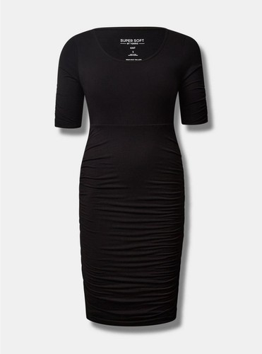 NWT TORRID 6X 30 Black Super Soft Elbow Sleeve Bodycon Dress Max Stretch Comfy - Picture 5 of 5