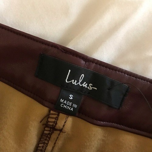 NWT Lulus Hit Your Mark Burgundy Vegan Leather Straight Leg Pants Women’s Small - Picture 6 of 8