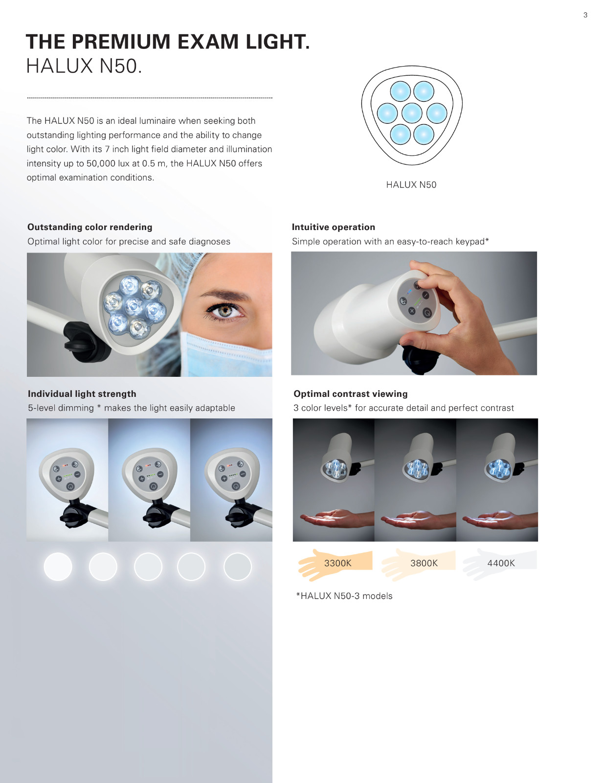 Derungs HALUX LED N50-1 P SX Articulating Arm Exam Light w/Floor Stand D16045110