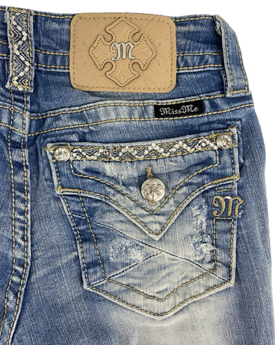 Jeans Miss Me firmati crop vita bassa impreziositi tasche effetto invecchiato donna 25 - Foto 4 di 7