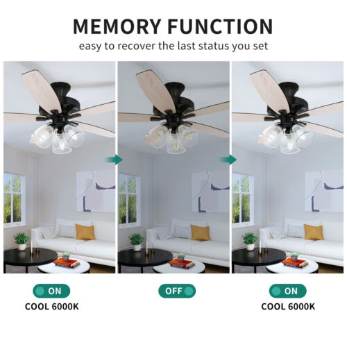 52'' Farmhouse Ceiling Fan Light with Remote Control Fan Lamp for Indoor Outdoor - Picture 4 of 10