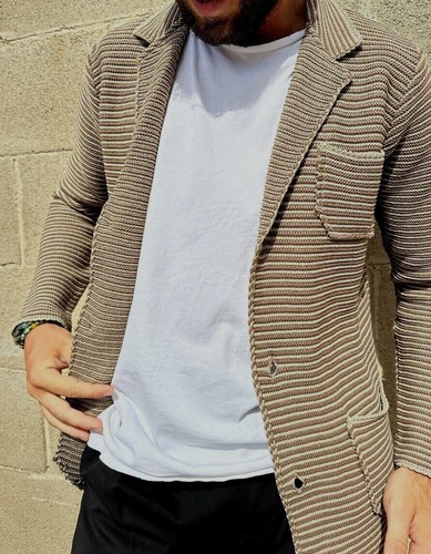GIACCA UOMO MAGLIERIA CASUAL COTONE CARDIGAN 100% MADE IN ITALY SLIM FIT - Picture 11 of 24