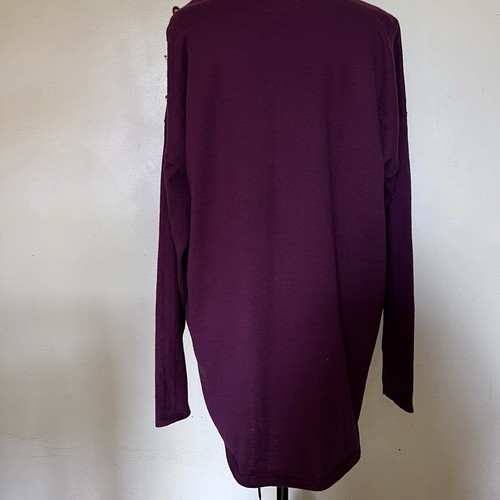 Michael Kors Burgundy Sweater Large Gold Metallic Buttons Quiet Luxury Y2K NWT - Picture 6 of 10