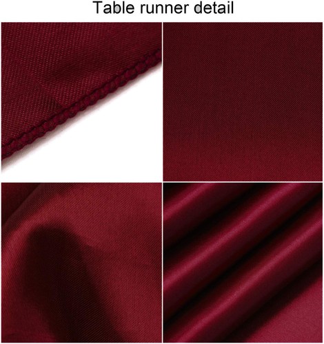 4pc 12"x108'' Burgundy Red Satin Table Runner Bright Silk Party Wedding Banquet - Picture 7 of 7